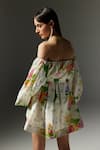 Shop The Iaso Off White Cotton Off-shoulder Floral Print Short Dress at Aza Fashions Shop_The Iaso_Off White Cotton Off-shoulder Floral Print Short Dress _at_Aza_Fashions