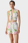 Buy_THE IASO_Off White Cotton Floral Print Woven Shorts _at_Aza_Fashions