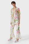 Shop_THE IASO_Off White Modal Embroidery Floral Print Flared Pant _Online_at_Aza_Fashions