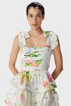 Buy_THE IASO_Off White Self Slub Cotton Woven Floral Tube Neck Print Strappy Maxi Dress _Online_at_Aza_Fashions