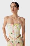 The Iaso_Yellow Linen, Modal Square Neck Eve Printed Corset _Online_at_Aza_Fashions