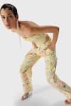 Shop_The Iaso_Yellow Linen, Modal Square Neck Eve Printed Corset _Online_at_Aza_Fashions
