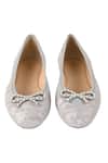 Shop_Vanilla Moon_Silver Floral Print And Pearl Bow Trim Riley Ballerina Flats _at_Aza_Fashions