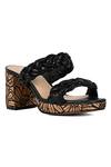 Buy_Vanilla Moon_Black Embroidery Sasha Braided Strap Sandals_at_Aza_Fashions