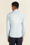 Shop_Dhruv Vaish_Blue Cotton Satin Zip Up Shirt _at_Aza_Fashions