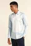 Dhruv Vaish_Blue Cotton Satin Zip Up Shirt _Online_at_Aza_Fashions
