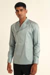 Dhruv Vaish_Blue Cotton Satin Solid Kurta Shirt  _Online_at_Aza_Fashions