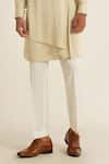 Buy_Dhruv Vaish_Beige Modal Satin Plain Solid Asymmetric Panelled Kurta Set  _Online_at_Aza_Fashions