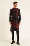 Buy_Dhruv Vaish_Black Cotton, Silk, Chanderi Asymmetric Panelled Printed Kurta Set _at_Aza_Fashions