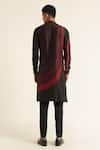 Shop_Dhruv Vaish_Black Cotton, Silk, Chanderi Asymmetric Panelled Printed Kurta Set _at_Aza_Fashions