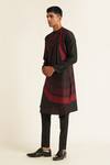 Dhruv Vaish_Black Cotton, Silk, Chanderi Asymmetric Panelled Printed Kurta Set _Online_at_Aza_Fashions