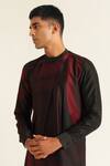 Buy_Dhruv Vaish_Black Cotton, Silk, Chanderi Asymmetric Panelled Printed Kurta Set _Online_at_Aza_Fashions