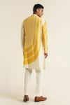 Shop_Dhruv Vaish_Yellow Cotton Silk Chanderi Printed Stroke Panelled Kurta Set  _at_Aza_Fashions