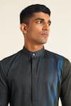 Shop_Dhruv Vaish_Black Cotton Satin Printed Curved Line Short Kurta  _Online_at_Aza_Fashions