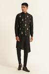 Buy_Dhruv Vaish_Black Silk Embroidery Jawahar Jacket _at_Aza_Fashions