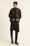 Buy_Dhruv Vaish_Black Silk Embroidery Jawahar Jacket _Online_at_Aza_Fashions