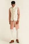 Buy_Dhruv Vaish_Ivory Silk Embroidery Bird Jawahar Jacket _at_Aza_Fashions