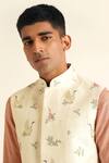 Buy_Dhruv Vaish_Ivory Silk Embroidery Bird Jawahar Jacket _Online_at_Aza_Fashions