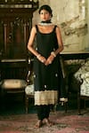 Buy_The Whole Nine Yards_Black Dupion Silk Hand Embroidery Mango Butti Scoop Karvi Kurta Churidar Set _at_Aza_Fashions