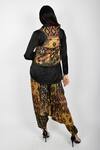 Shop Anmol Kakad Yellow Silk, Cotton Embroidery Collared Printed Koti Vest With Turkish Pant Set at Aza Fashions Shop_Anmol Kakad_Yellow Silk, Cotton Embroidery Collared Printed Koti Vest With Turkish Pant Set_at_Aza_Fashions
