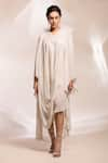 Buy_GEE SIN by Geetanjali Singh_Off White Kaftan Georgette Embellished V Neck Draped _at_Aza_Fashions