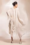 GEE SIN by Geetanjali Singh_Off White Kaftan Georgette Embellished V Neck Draped _Online_at_Aza_Fashions