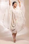 Buy_GEE SIN by Geetanjali Singh_Off White Kaftan Georgette Embellished V Neck Draped _Online_at_Aza_Fashions