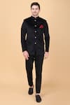 Buy_Manish Nagdeo_Black Bandhgala Luxury Velvet Solid Set _at_Aza_Fashions