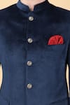 Shop_Manish Nagdeo_Blue Bandhgala Luxury Velvet Solid Plain And Trouser Set 