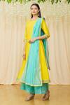 Nazaakat By Samara Singh Yellow Chanderi Round Kurta Palazzo Set at Aza Fashions Nazaakat By Samara Singh_Yellow Chanderi Round Kurta Palazzo Set _at_Aza_Fashions