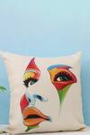 Buy_H2H_Brown Cotton Satin Printed Face Cushion Cover Single Pc_at_Aza_Fashions