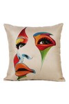 H2H_Brown Cotton Satin Printed Face Cushion Cover Single Pc_Online_at_Aza_Fashions