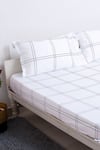 Shop_H2H_White Cotton Printed Checkered Bedsheet Set _at_Aza_Fashions