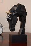 Shop_H2h_Black Fibre Geometric Horse Head Sculpture_Online_at_Aza_Fashions