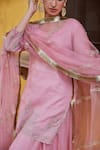 Shop_Charu Makkar_Pink Chanderi Tissue Embroidered Floral Round Kurta Sharara Set_Online_at_Aza_Fashions