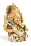 Amoliconcepts_Multi Color Brass Stone Ganesha Carved Idol_Online_at_Aza_Fashions