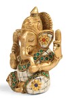 Buy_Amoliconcepts_Multi Color Brass Stone Ganesha Carved Idol_Online_at_Aza_Fashions