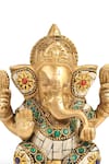 Shop_Amoliconcepts_Multi Color Brass Stone Ganesha Carved Idol_Online_at_Aza_Fashions