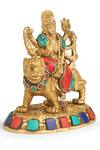 Amoliconcepts_Multi Color Brass Stone Durga Ma Carved Idol_Online_at_Aza_Fashions