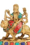Shop_Amoliconcepts_Multi Color Brass Stone Durga Ma Carved Idol_Online_at_Aza_Fashions