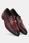 Lafattio_Maroon Leopard Pattern Colour Block Buckled Moccasins  _Online_at_Aza_Fashions