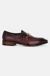 Shop_Lafattio_Maroon Leopard Pattern Colour Block Buckled Moccasins  _Online_at_Aza_Fashions