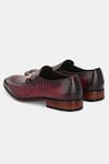 Lafattio_Maroon Leopard Pattern Colour Block Buckled Moccasins  _at_Aza_Fashions