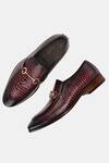 Shop_Lafattio_Maroon Leopard Pattern Colour Block Buckled Moccasins  