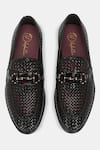 Shop_Lafattio_Maroon Hand Woven Loafers  _at_Aza_Fashions