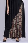 Studio Surbhi_Black Georgette, Satin Piping Bandeau Neck Asymmetric Top And Side Pleated Pant _Online_at_Aza_Fashions