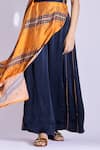 Studio Surbhi_Orange Georgette, Satin Bandeau Neck Abstract Print Asymmetric Top And Flared Pant _Online_at_Aza_Fashions