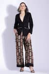 Buy_Studio Surbhi_Black Cotton, Silk Collared Jacket With Abstract Print Pant _at_Aza_Fashions