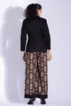 Shop_Studio Surbhi_Black Cotton, Silk Collared Jacket With Abstract Print Pant _at_Aza_Fashions