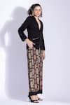 Buy_Studio Surbhi_Black Cotton, Silk Collared Jacket With Abstract Print Pant _Online_at_Aza_Fashions